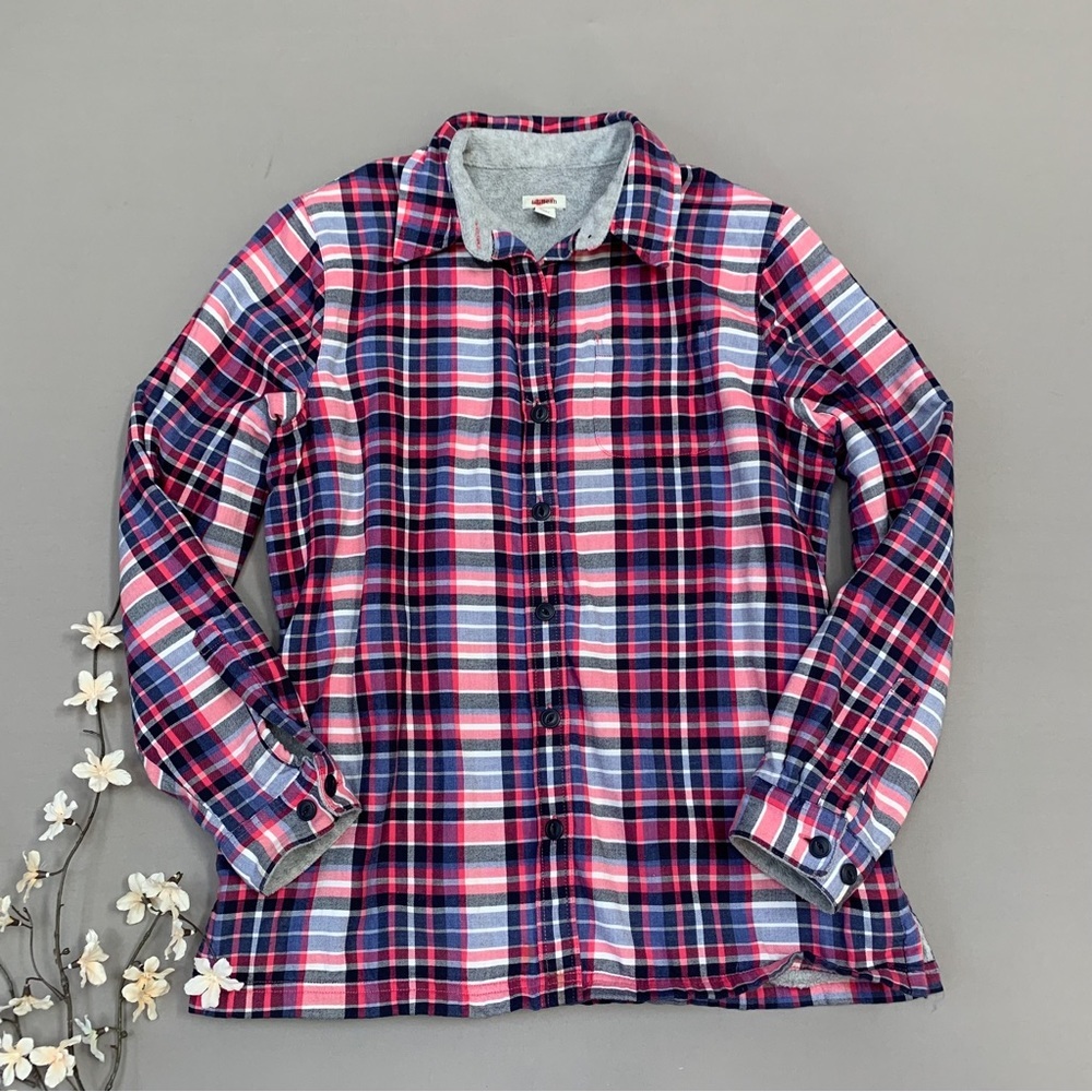 L.L. BEAN fleece lined flannel button down Sharkey, women’s S.